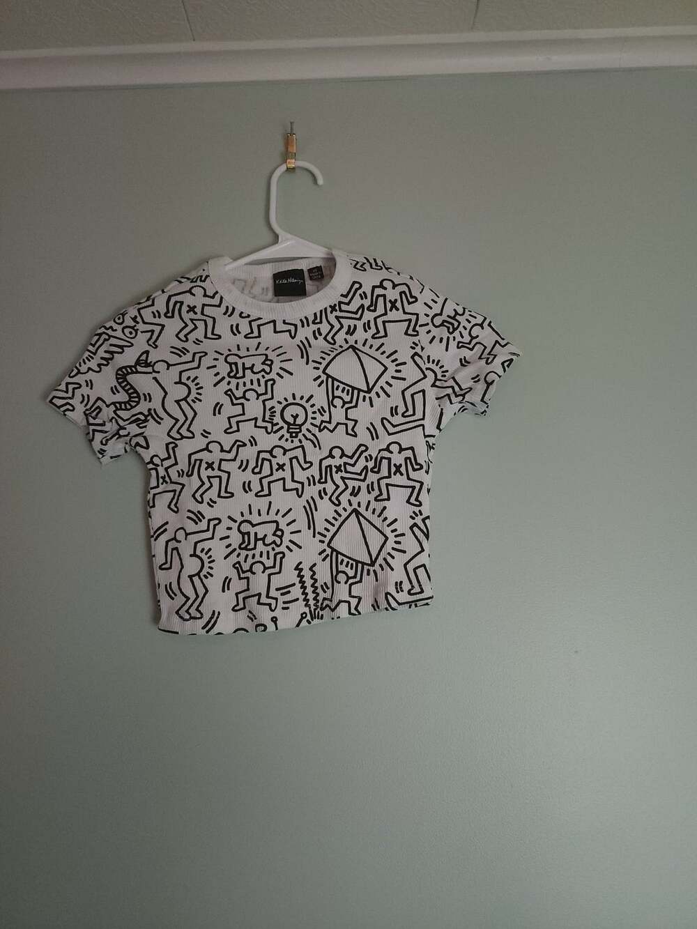 Alternative Arttee Keith Haring All-Over Print Ribbed Graphic Crop T-Shirt